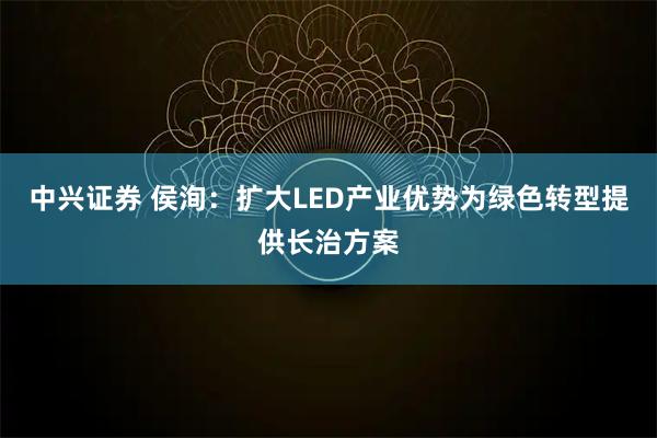 中兴证券 侯洵：扩大LED产业优势为绿色转型提供长治方案