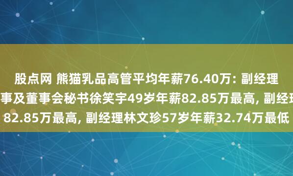 股点网 熊猫乳品高管平均年薪76.40万: 副经理、财务总监、非独立董事及董事会秘书徐笑宇49岁年薪82.85万最高, 副经理林文珍57岁年薪32.74万最低